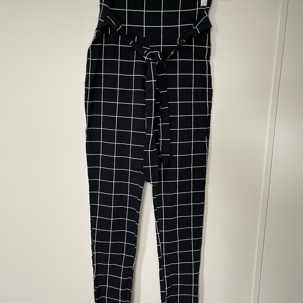Black and White Checkered Jumpsuit